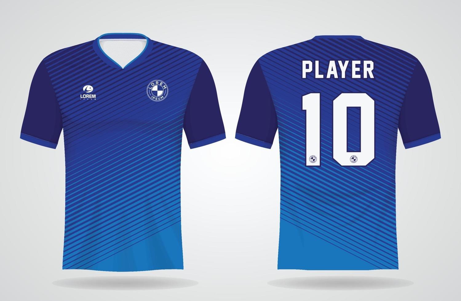 blue sports jersey template for team uniforms and Soccer t shirt design vector