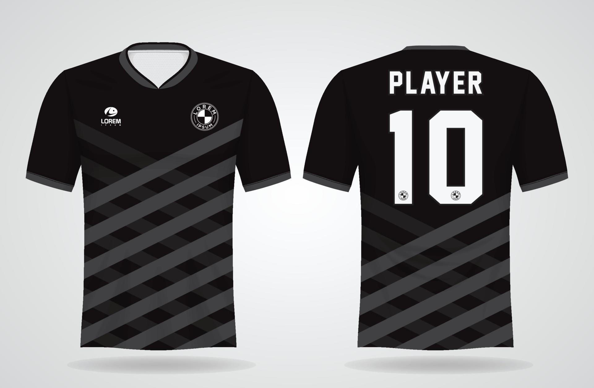 black sports jersey template for team uniforms and Soccer t shirt ...
