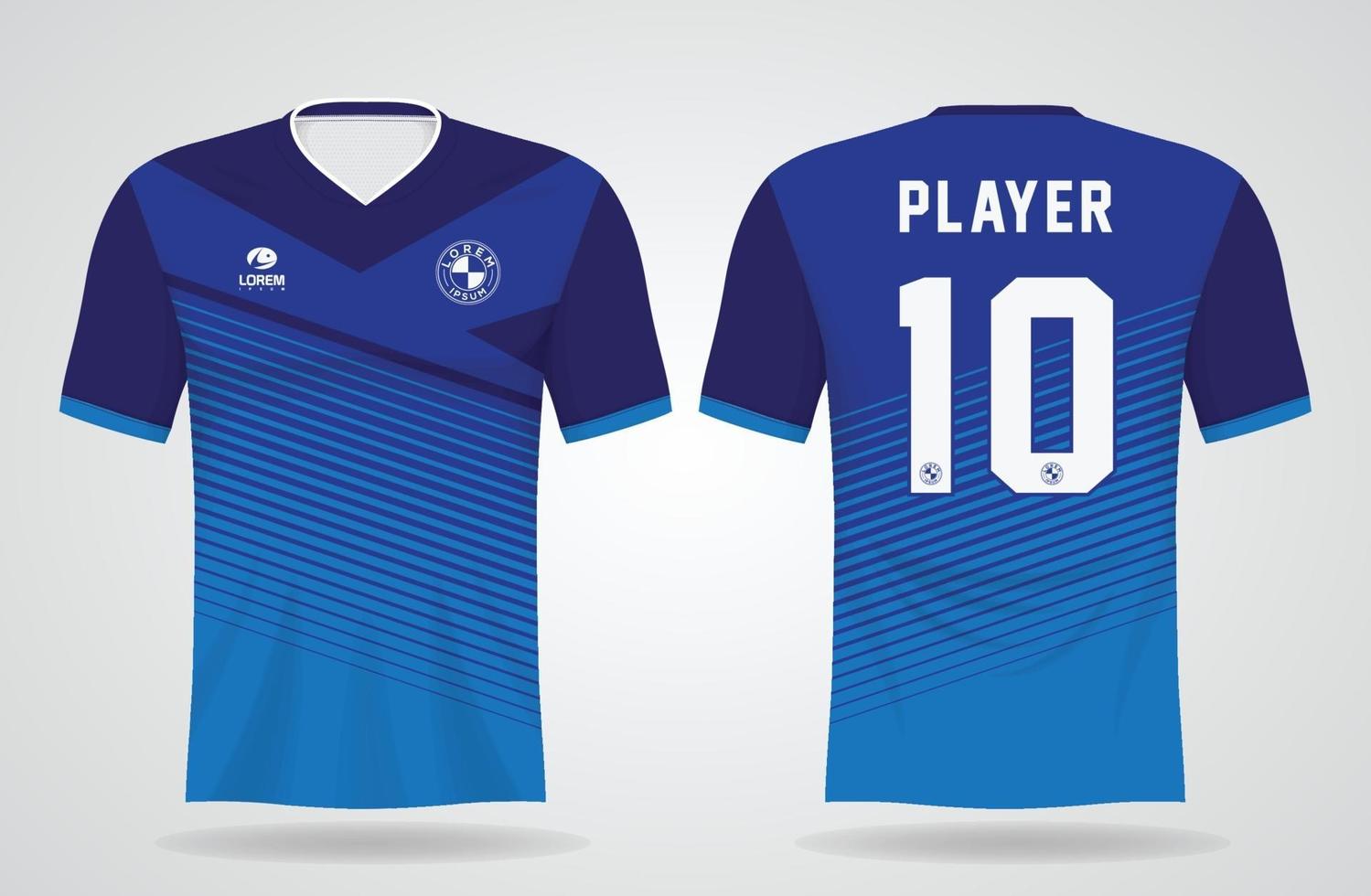 plantilla de camiseta deportiva azul para uniformes de equipo y diseño de camiseta de fútbol vector