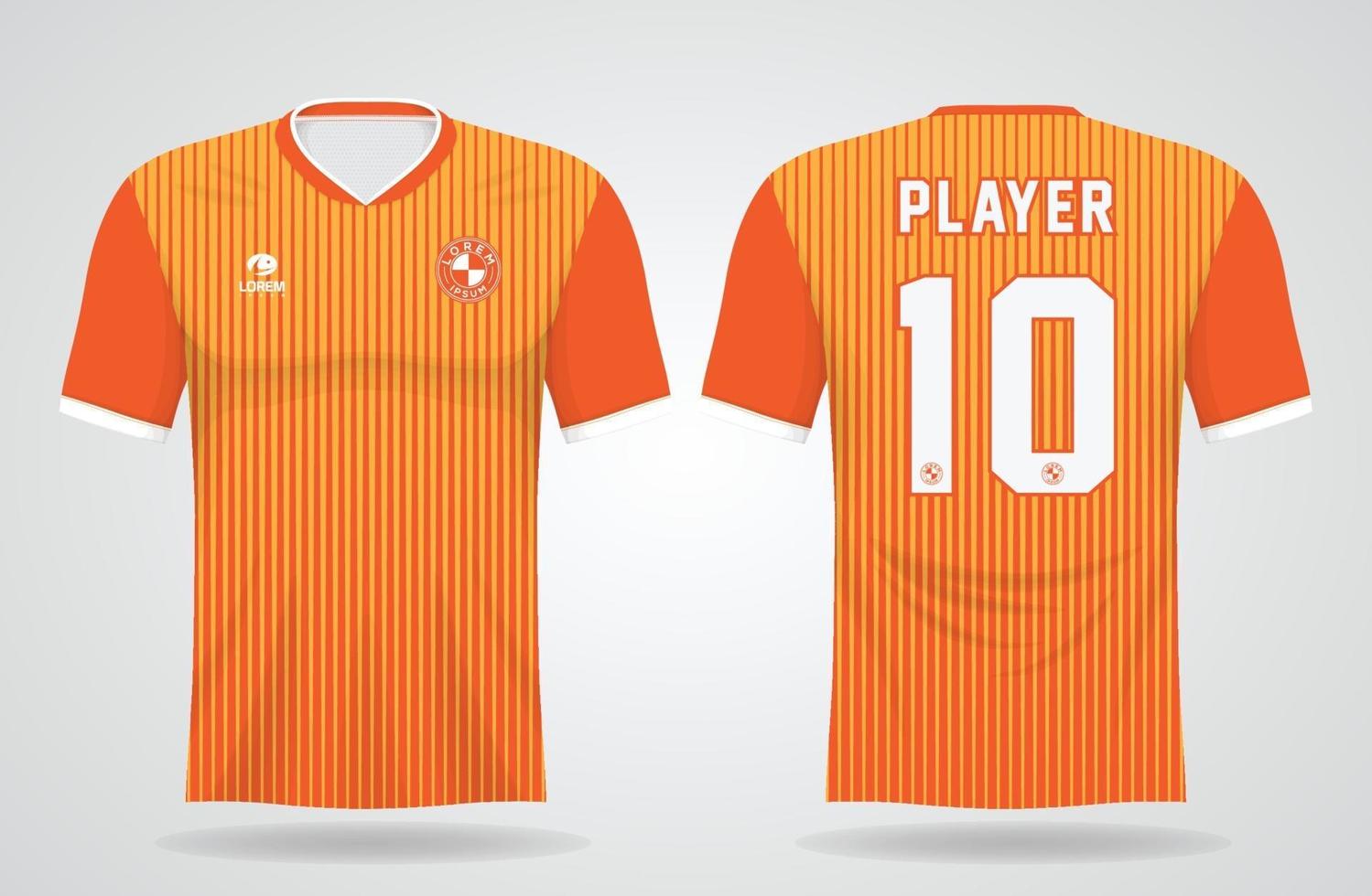 Plantilla de camiseta deportiva naranja para uniformes de equipos y diseño de camisetas de fútbol. vector