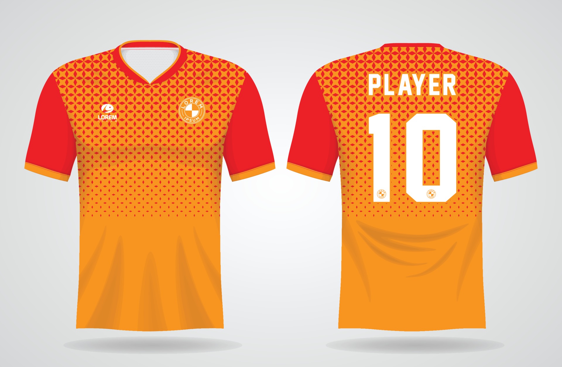orange sports jersey template for team uniforms and Soccer t shirt