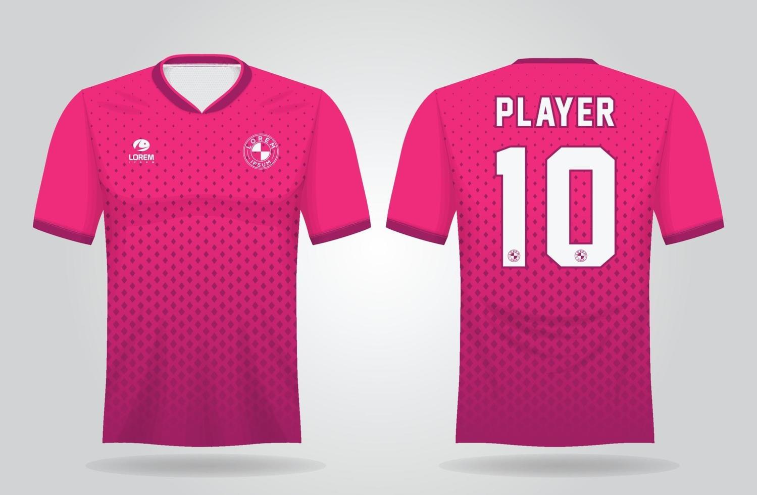 plantilla de camiseta deportiva rosa para uniformes de equipo y diseño de camiseta de fútbol vector