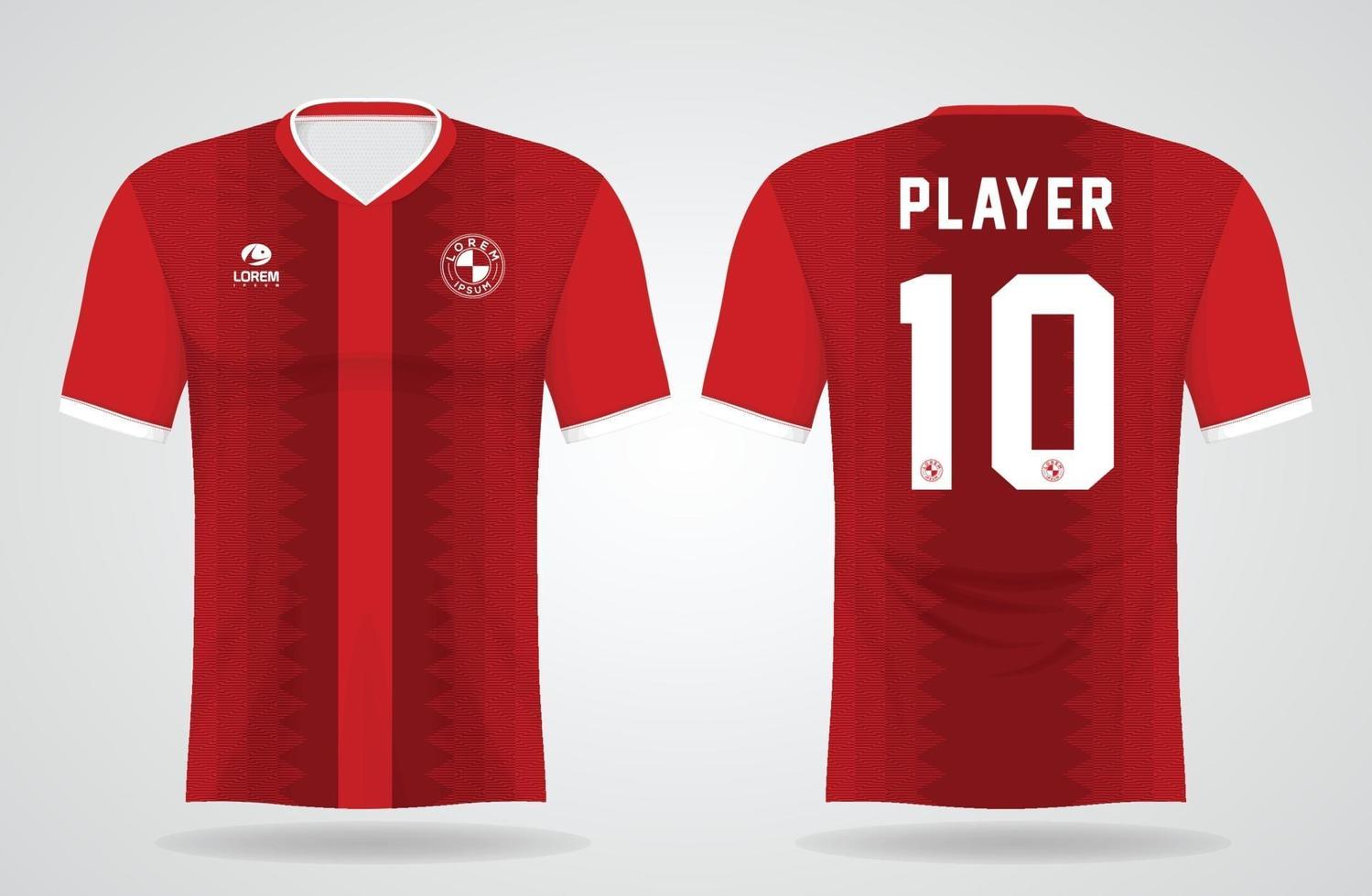 plantilla de camiseta deportiva roja para uniformes de equipo y diseño de camiseta de fútbol vector
