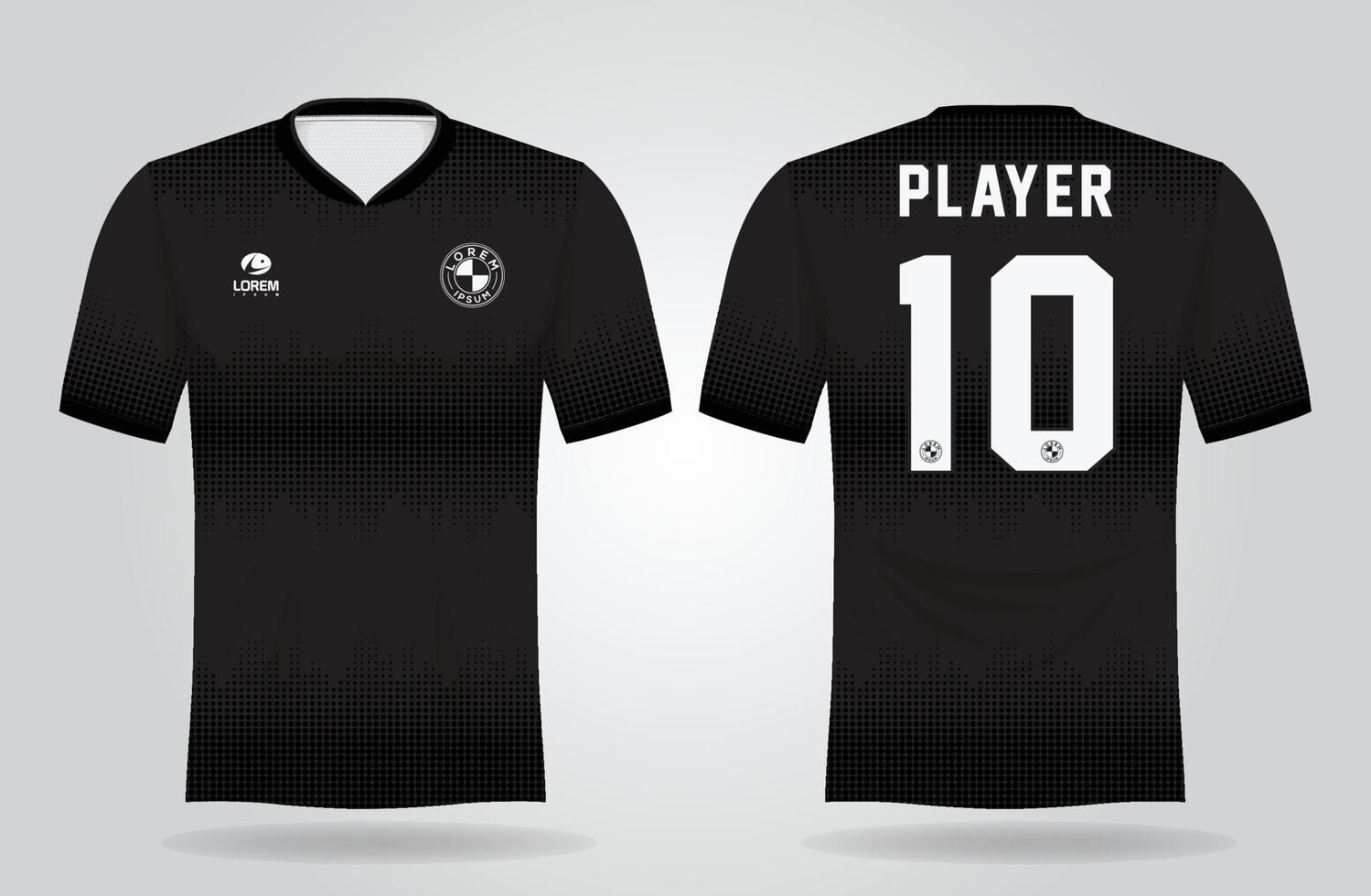 plantilla de camiseta deportiva negra para uniformes de equipo y diseño de camiseta de fútbol vector