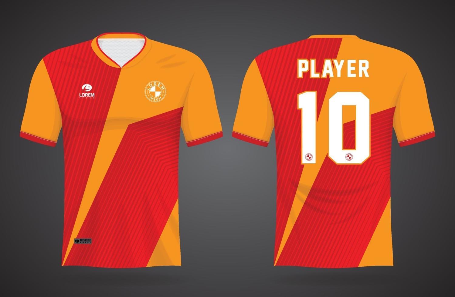 Plantilla de camiseta deportiva naranja para uniformes de equipos y diseño de camisetas de fútbol. vector