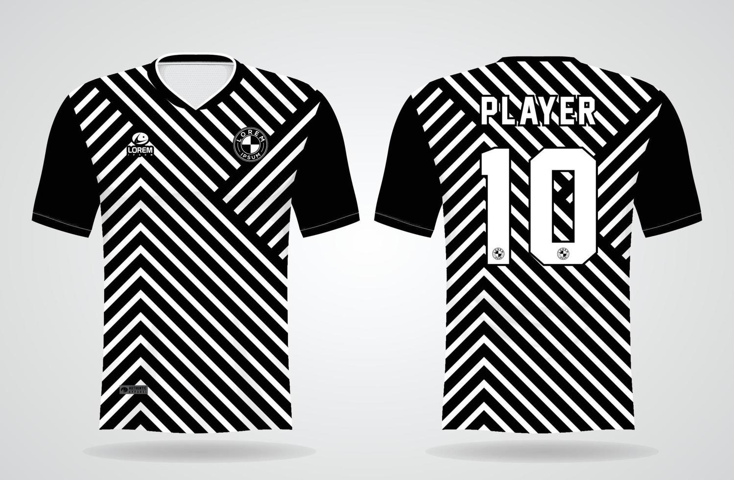 black white sports jersey template for team uniforms and Soccer t shirt design vector