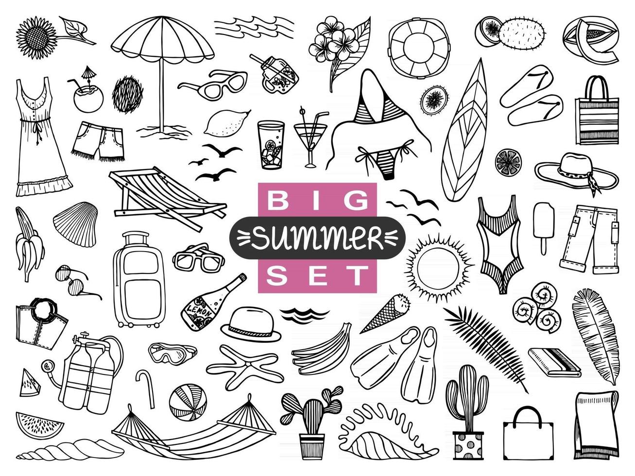 LARGE COLLECTION OF ITEMS FOR SUMMER HOLIDAYS vector