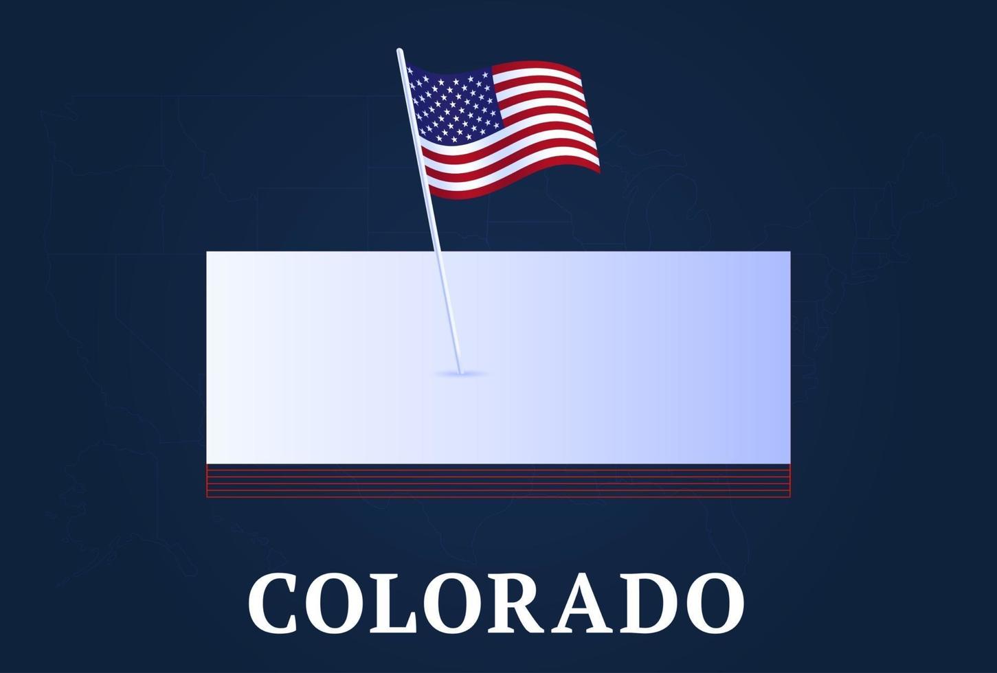 colorado state Isometric map and USA natioanl flag 3D isometric shape of us state Vector Illustration