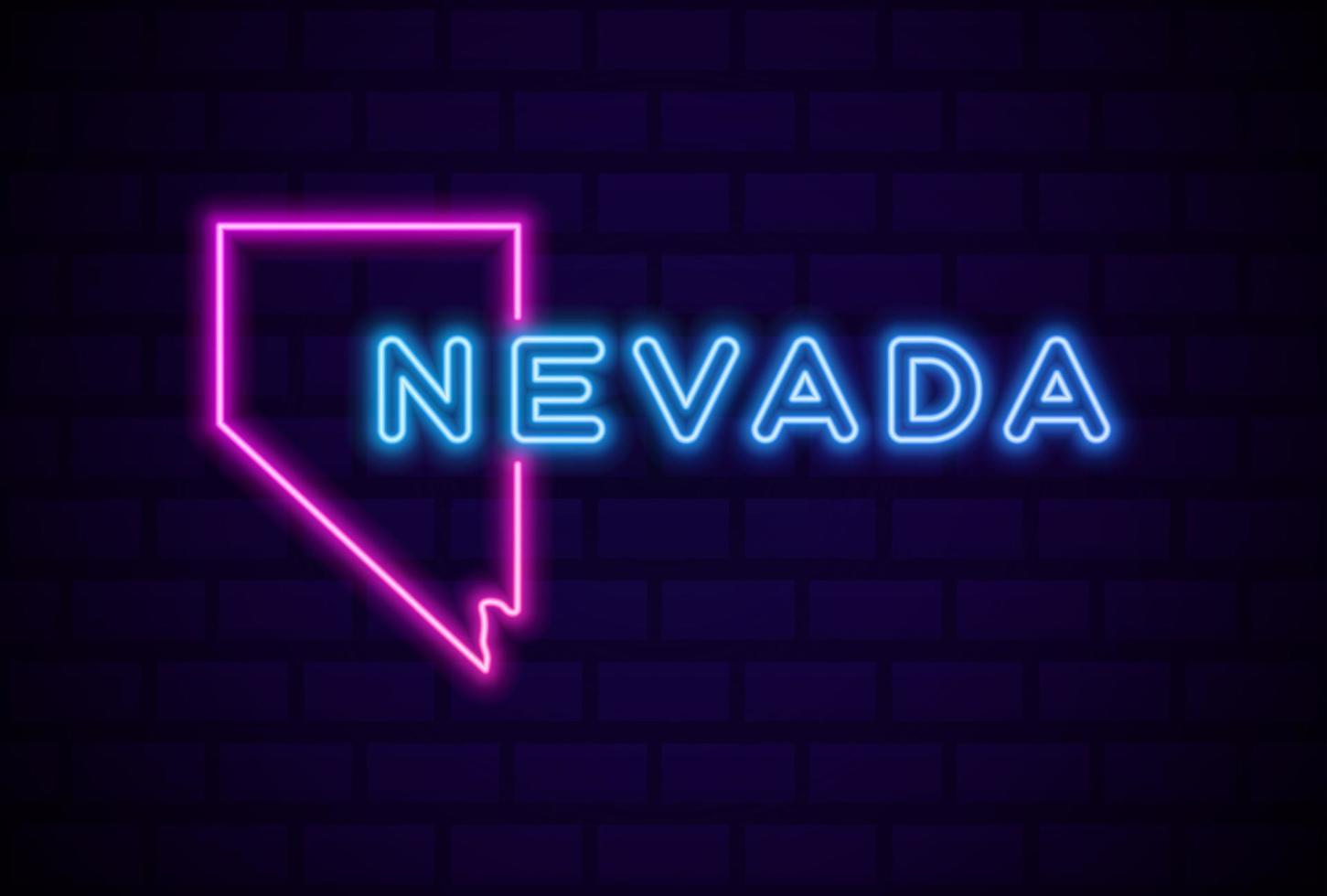 nevada, estado de los estados unidos, lámpara de neón brillante, señal, realista, vector, ilustración vector