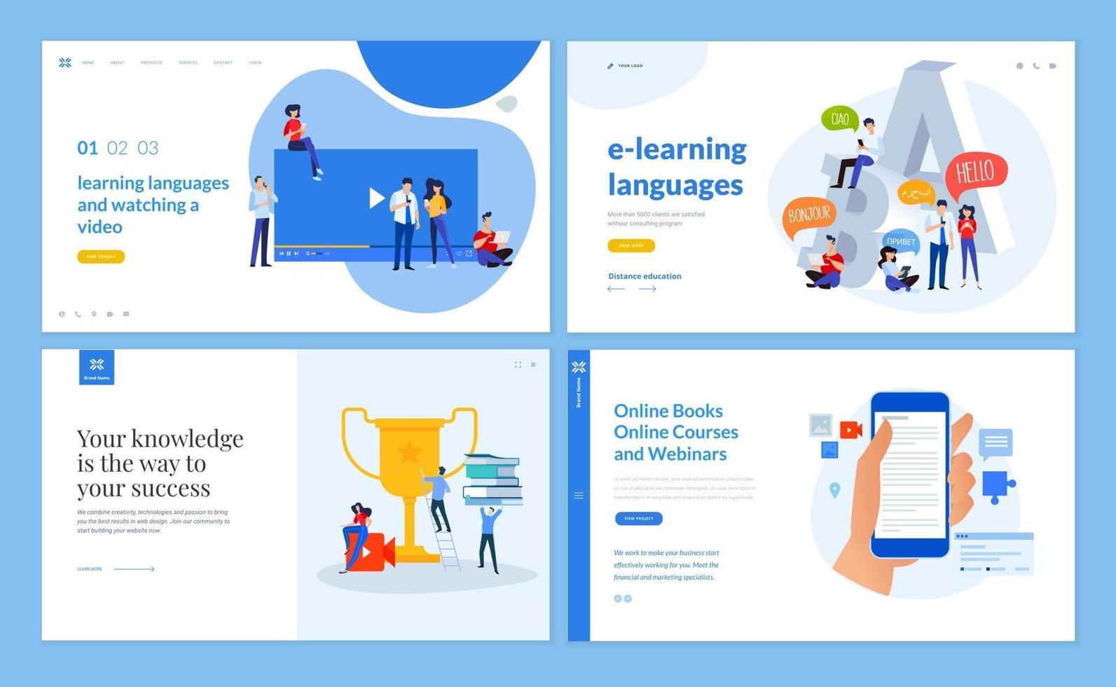 Web page design templates of online learning vector