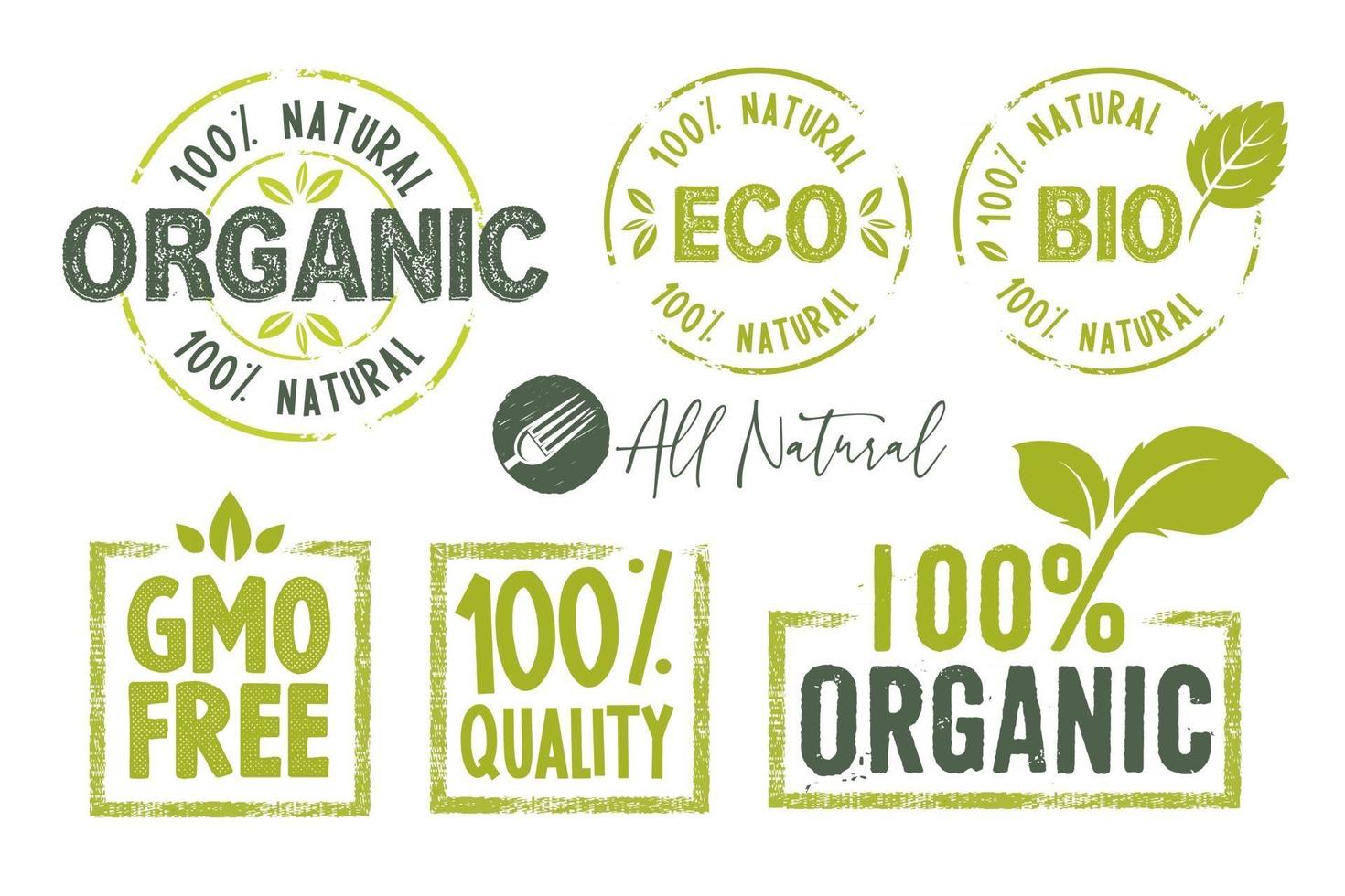 Organic food stickers and labels collection vector