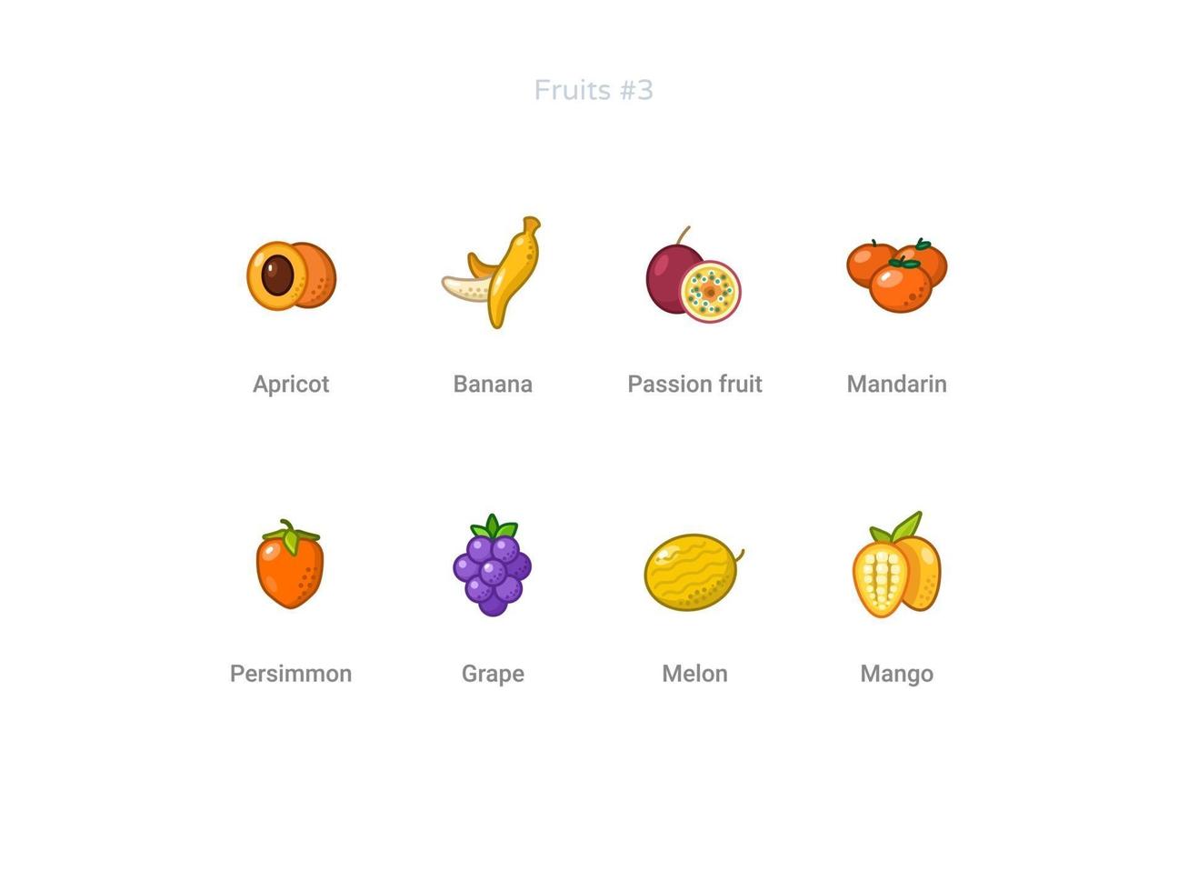 Fruit icons set vector