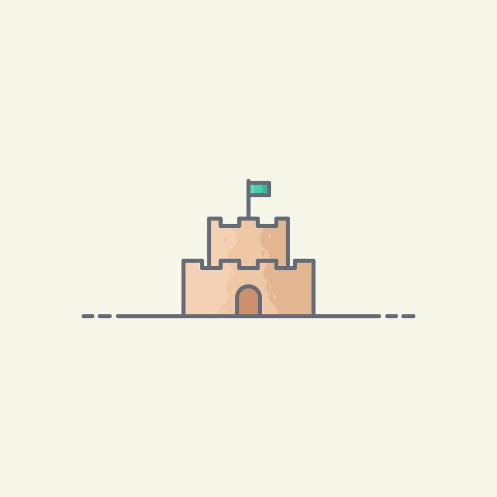 Ilustración de icono de vector de castillo de arena