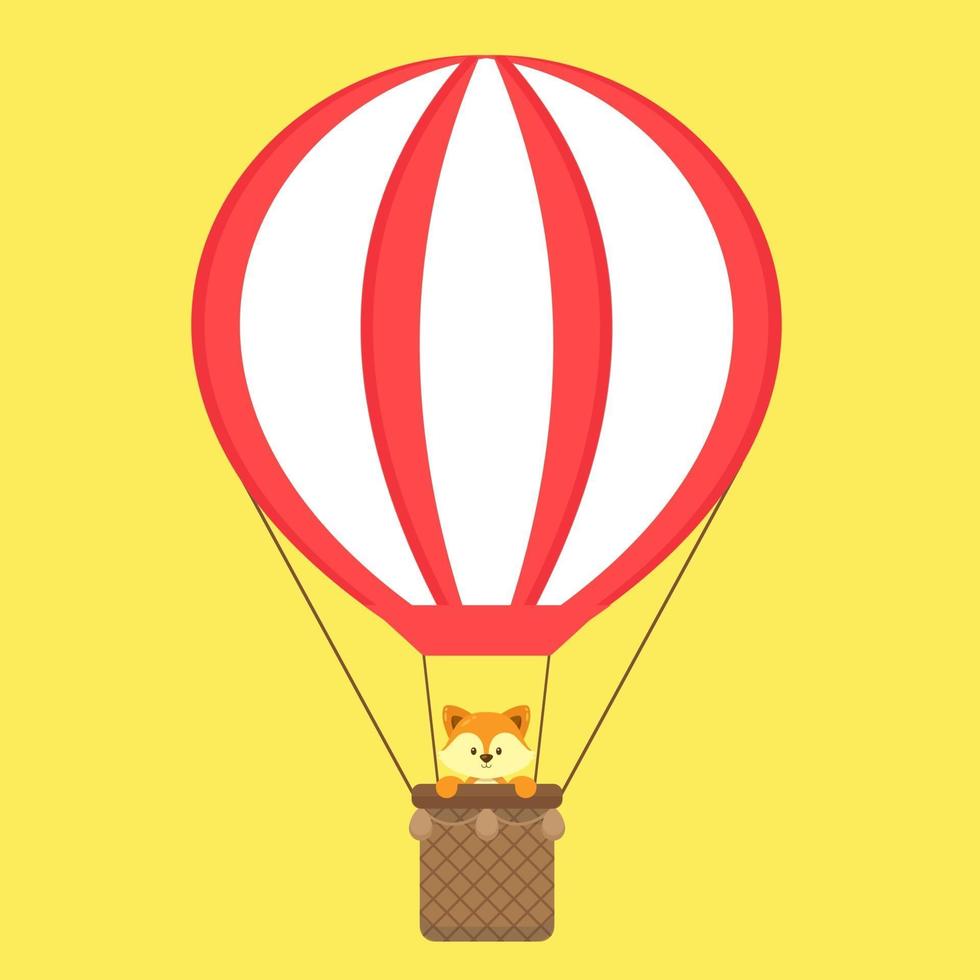 Cute Fox Riding a Hot Air Balloon vector