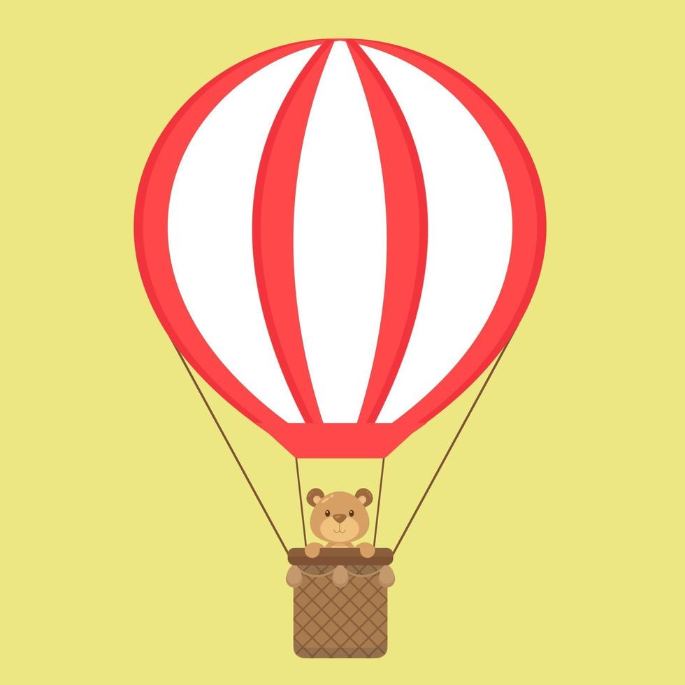 Cute Bear Riding a Hot Air Balloon vector