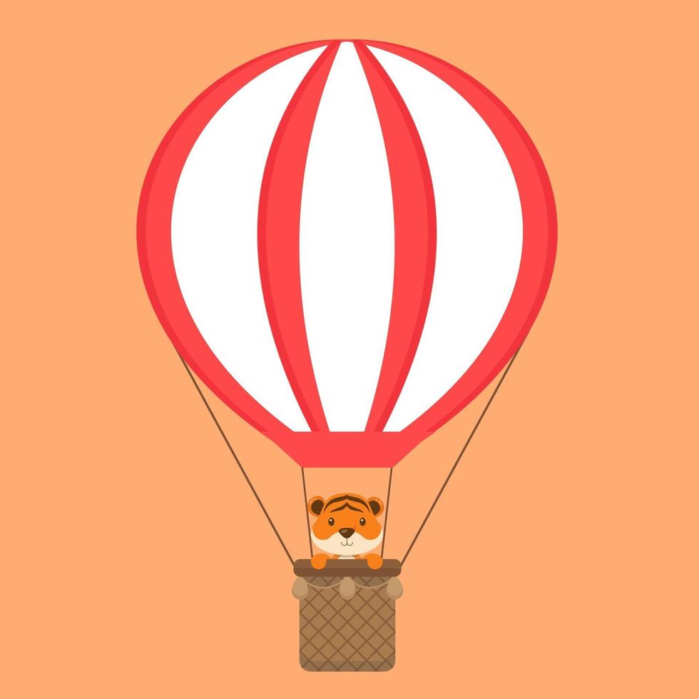 Cute Tiger Riding a Hot Air Balloon vector