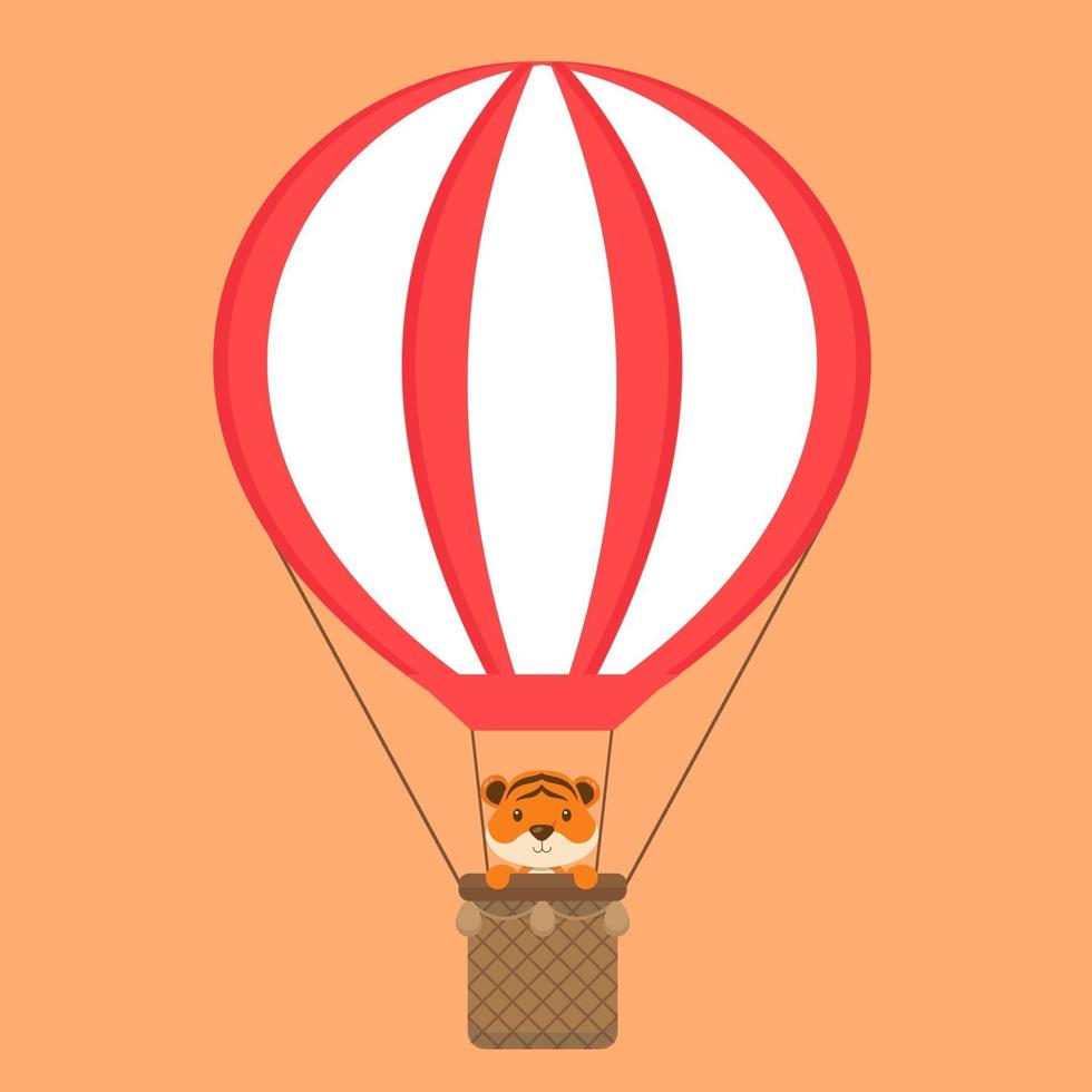 Cute Tiger Riding a Hot Air Balloon vector