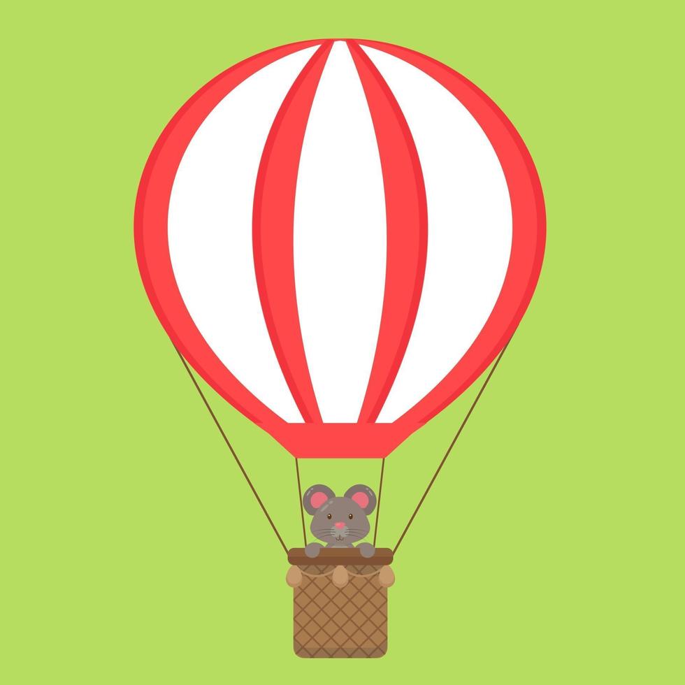 Cute Mouse Riding a Hot Air Balloon vector