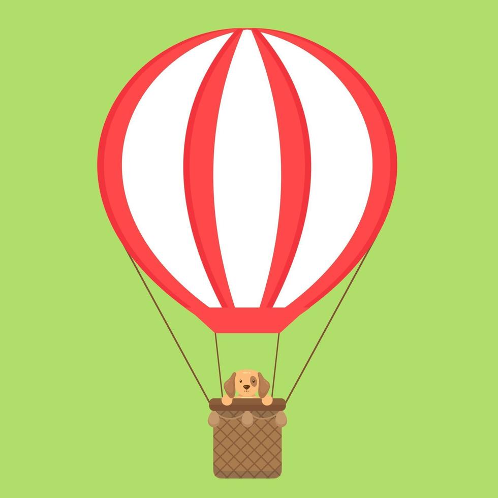 Cute Dog Riding a Hot Air Balloon vector