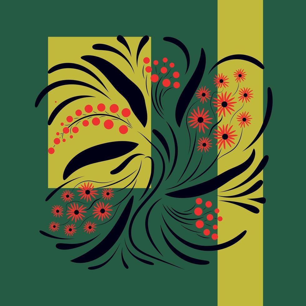 cartel de arte abstracto de flores de impresión de arte floral popular vector