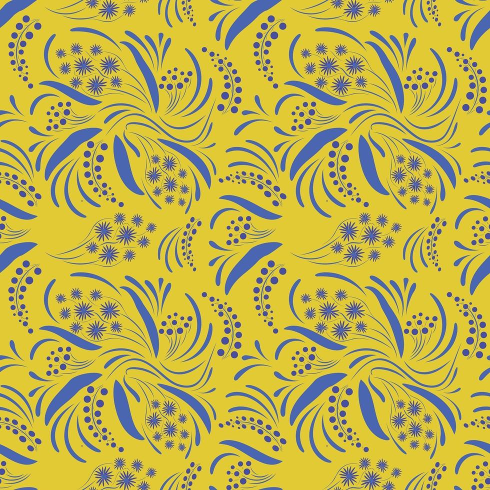 Folk floral art pattern  Flowers abstract surface design vector