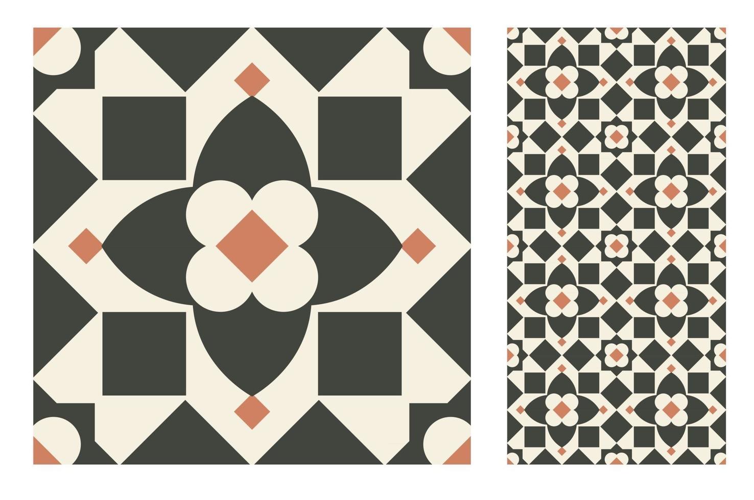 vintage tiles patterns antique seamless vector