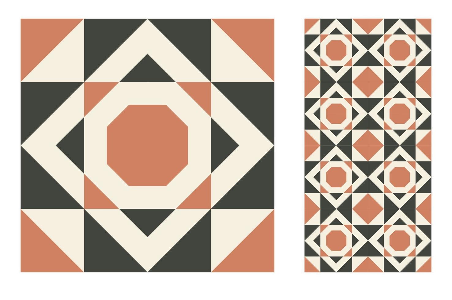 vintage tiles patterns antique seamless vector