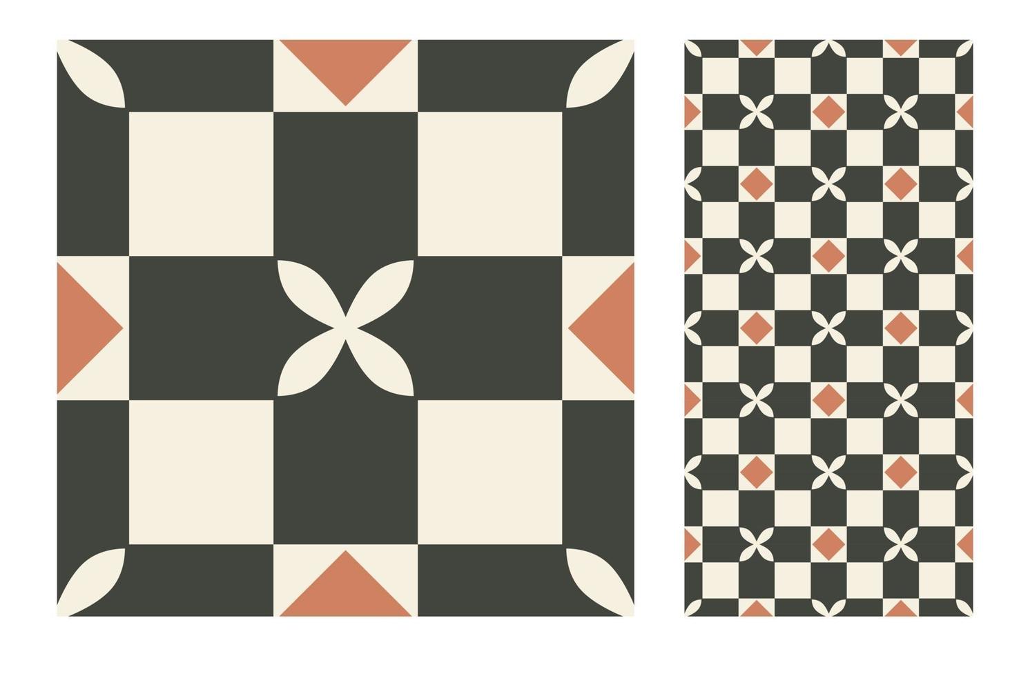 vintage tiles patterns antique seamless vector