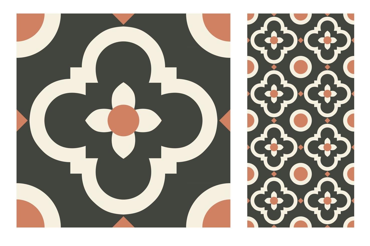 vintage tiles patterns antique seamless vector