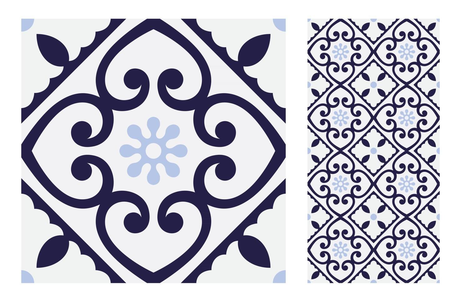 vintage tiles patterns antique seamless vector