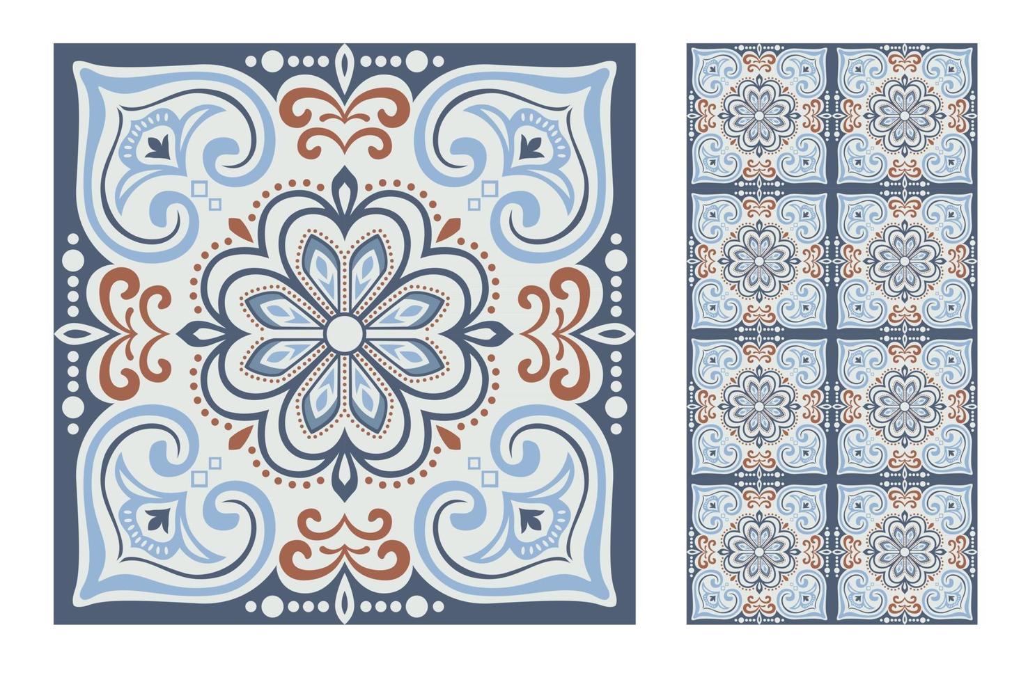 vintage tiles patterns antique seamless design vector