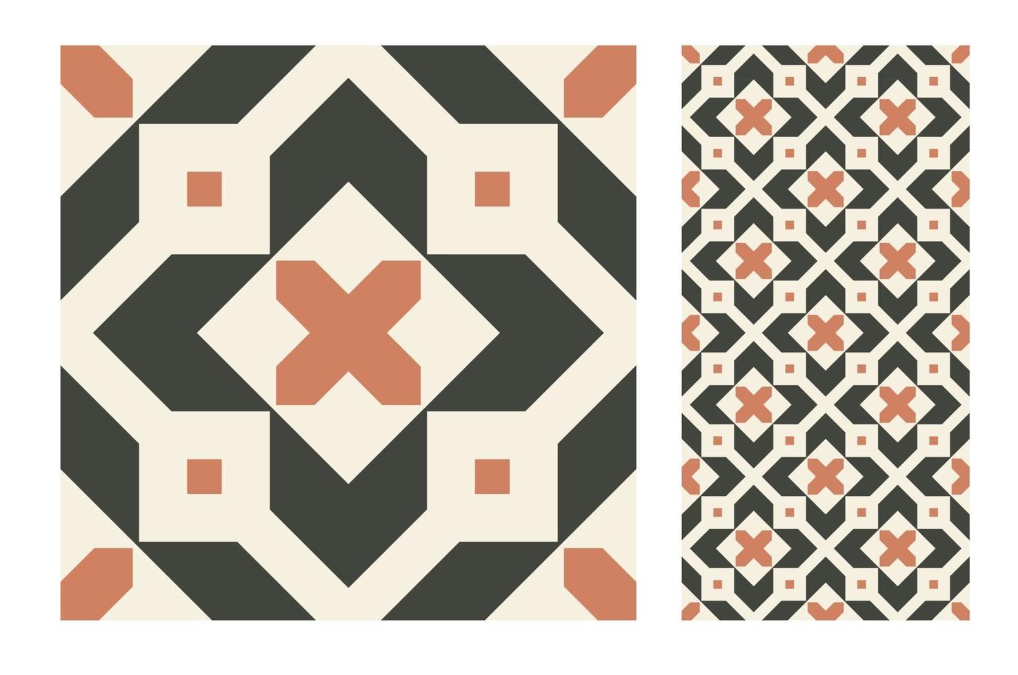 vintage tiles patterns antique seamless design vector