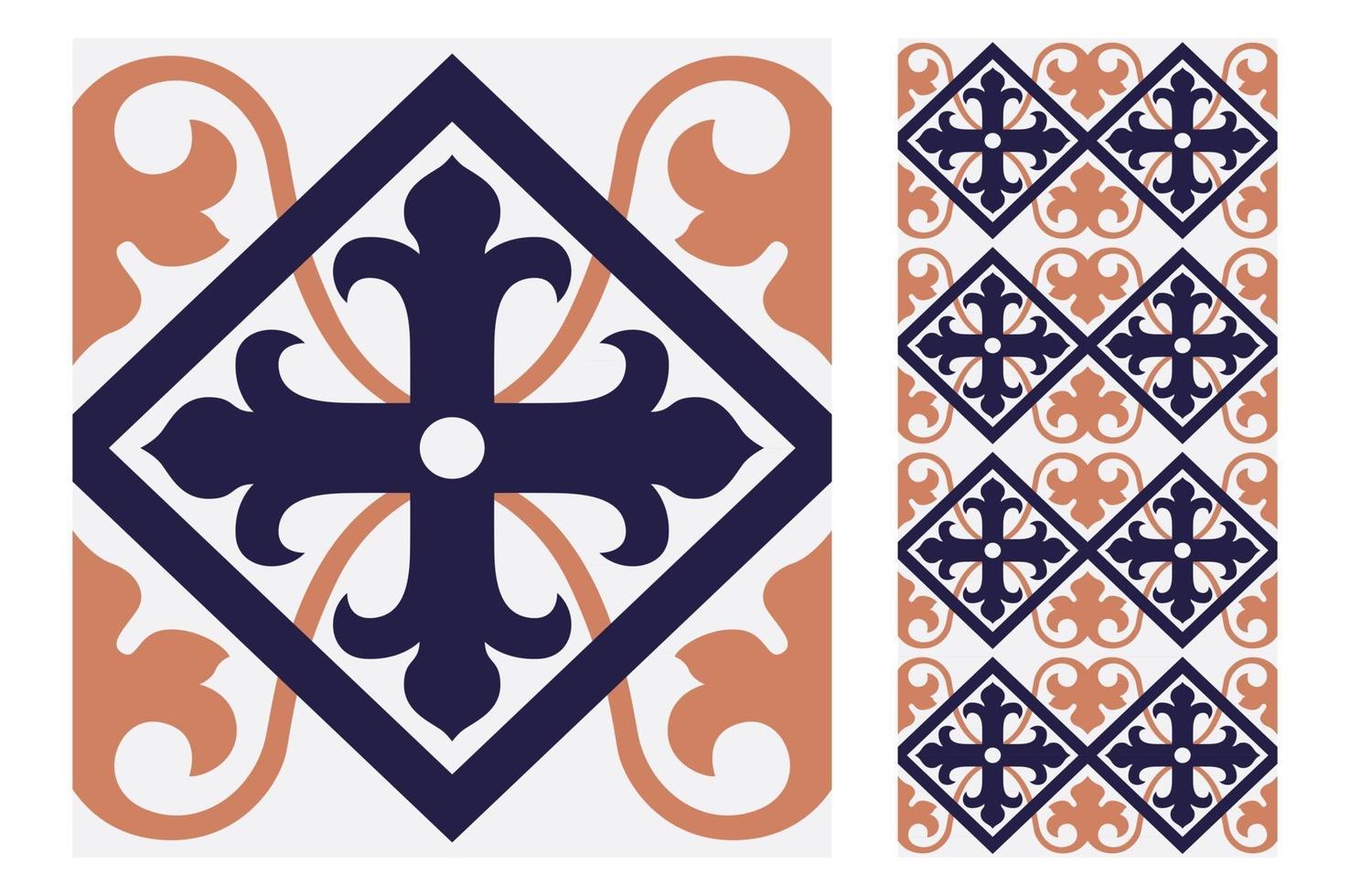 vintage tiles patterns antique seamless design vector