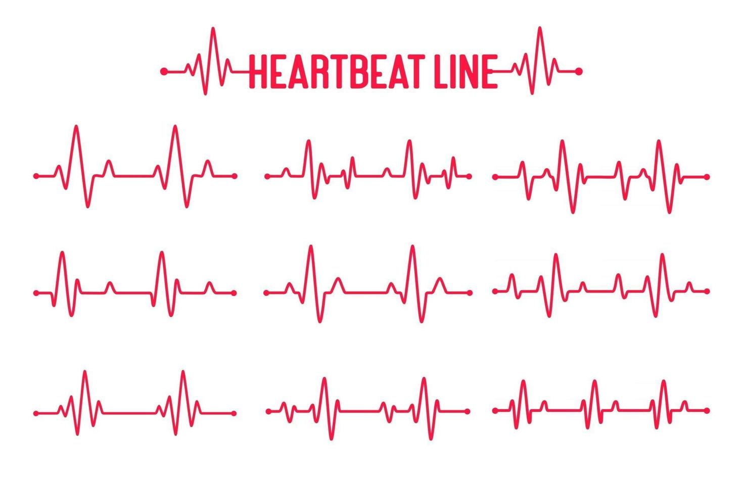 Heartbeat graph vector set Concept of helping patients and exercising for health