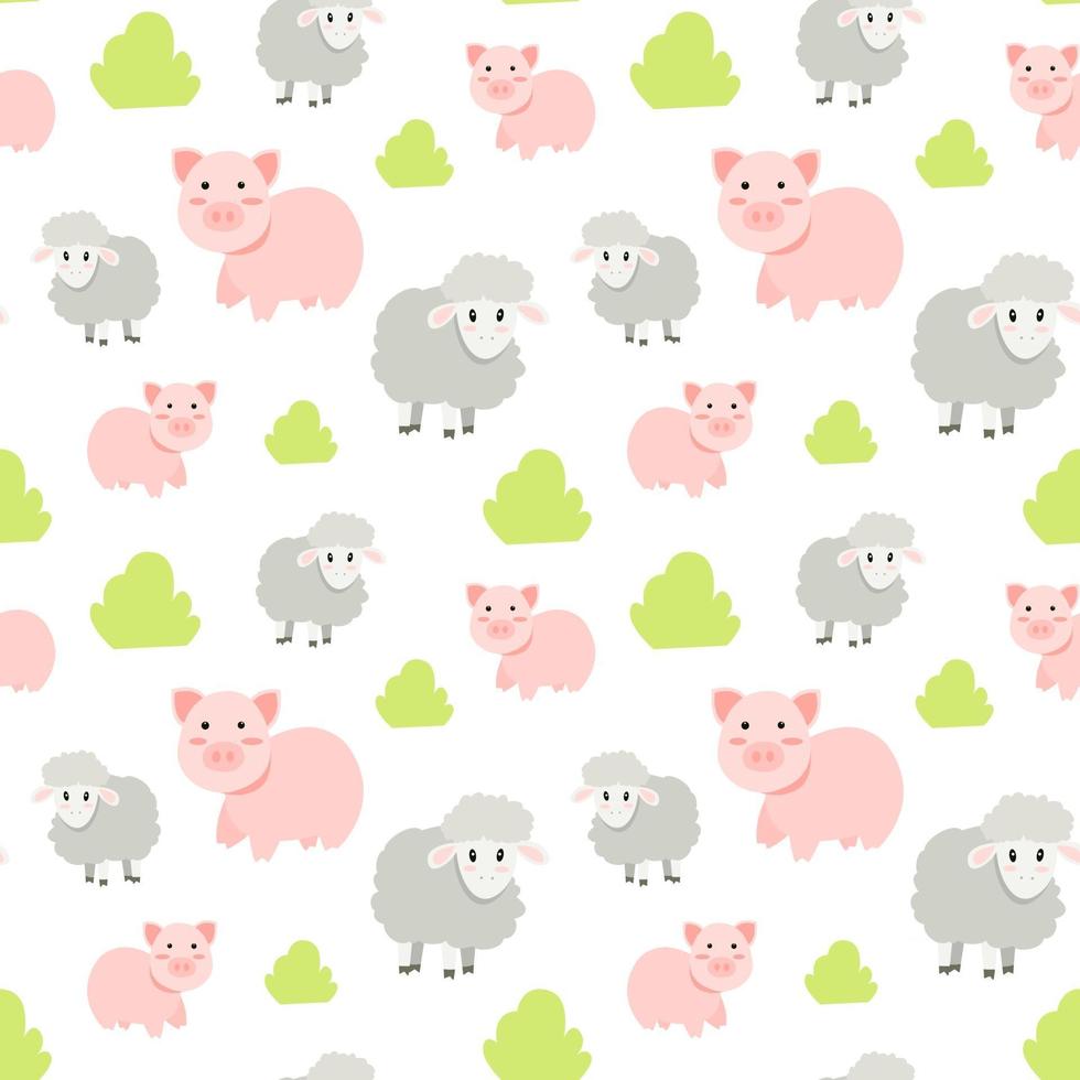 animales de granja, seamless, patrón vector