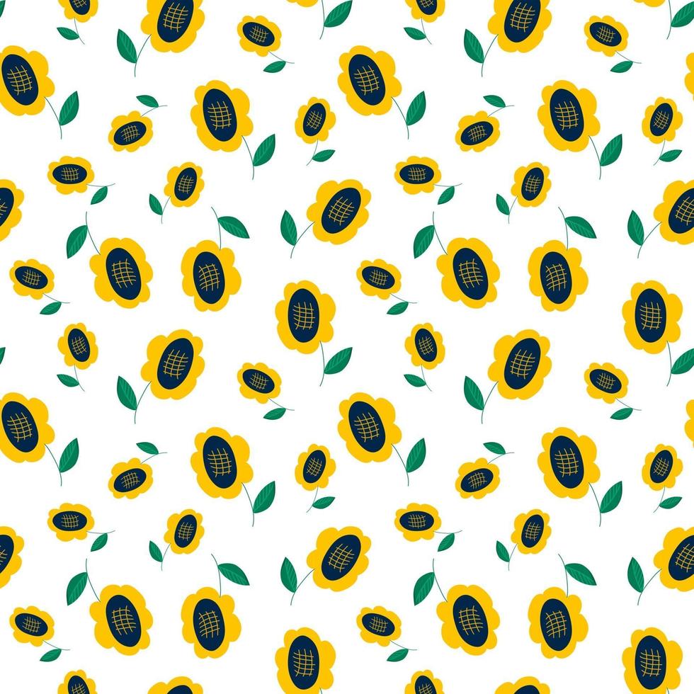 sunflower seamless pattern vector