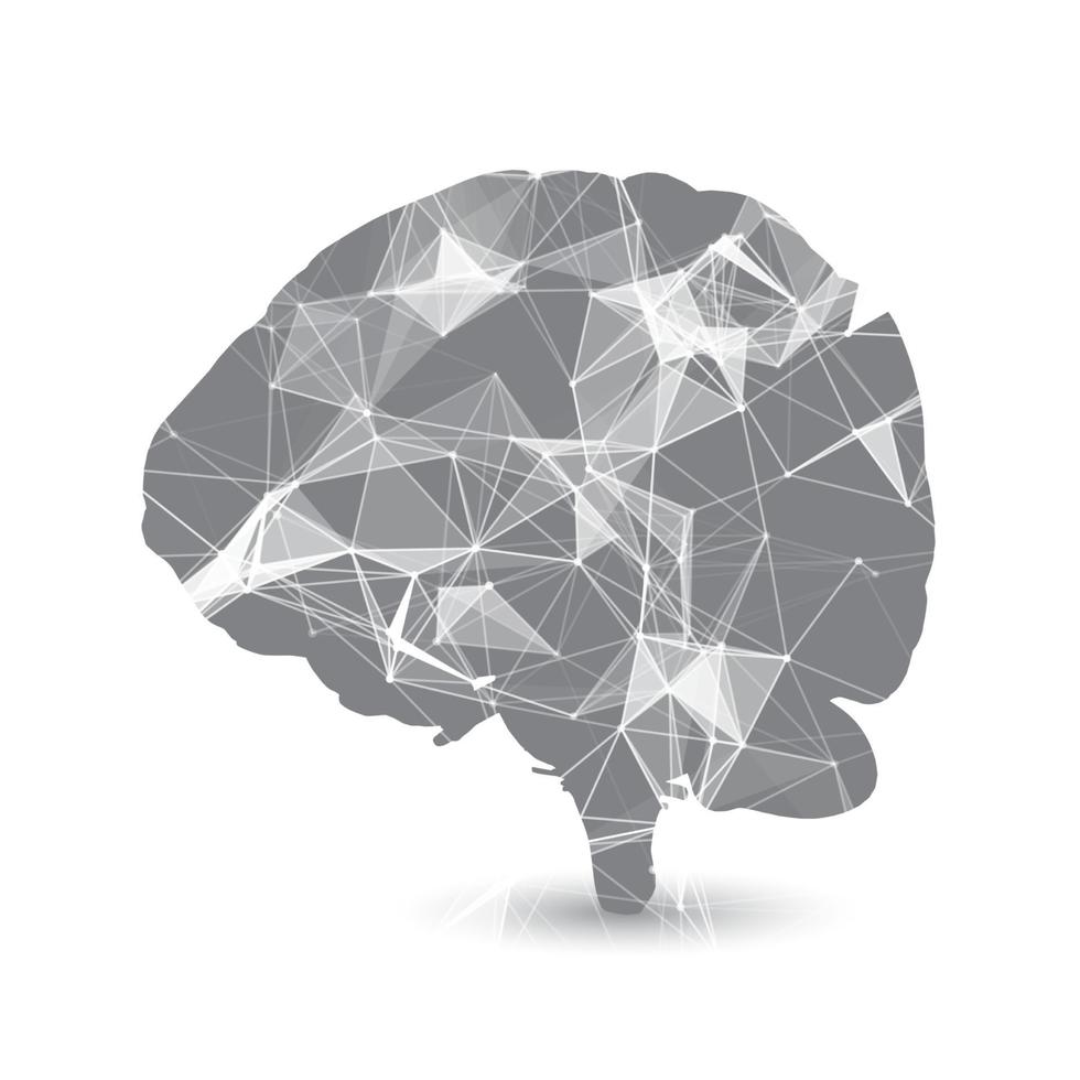 abstract background with low poly design on brain silhouette vector
