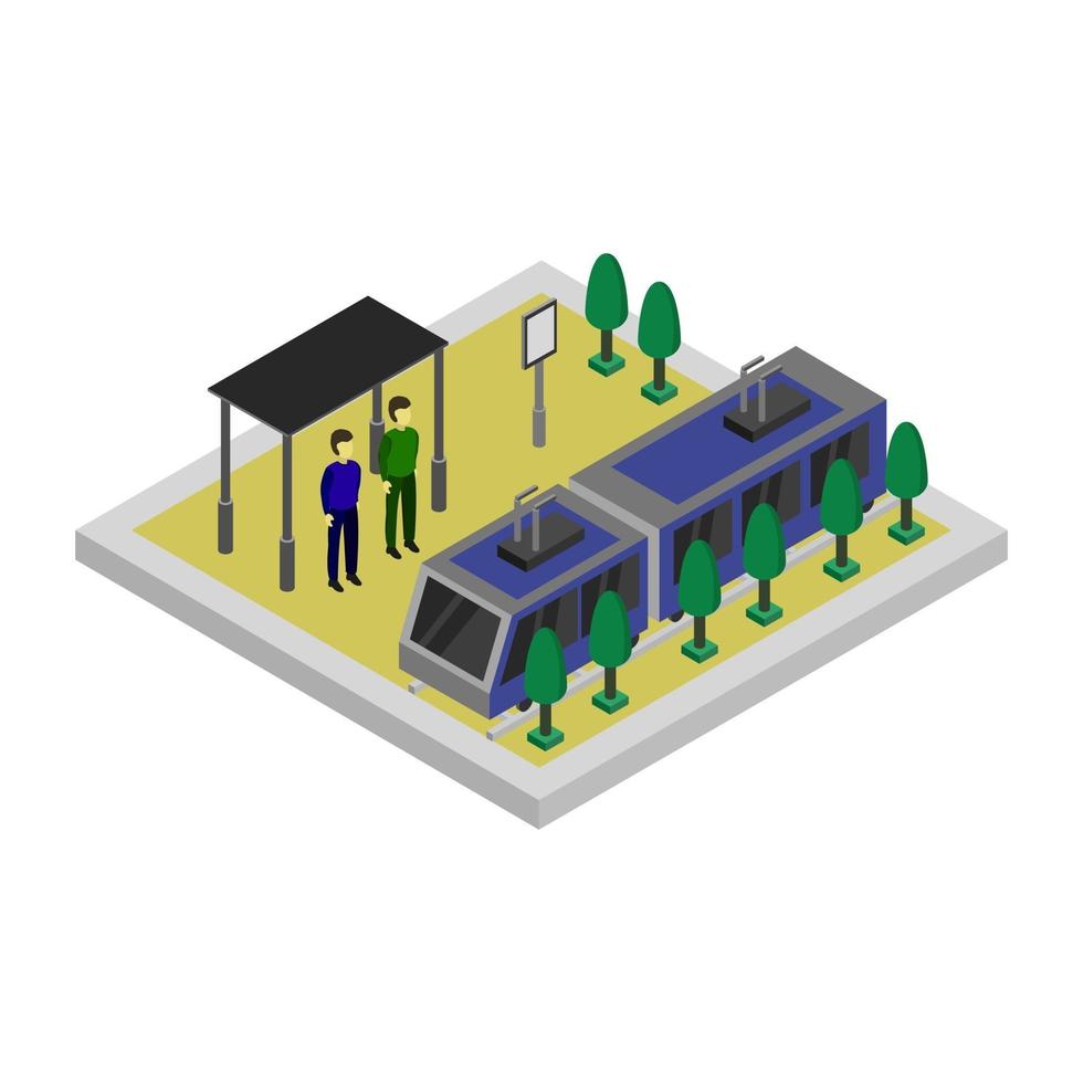 Isometric Tram Stop vector