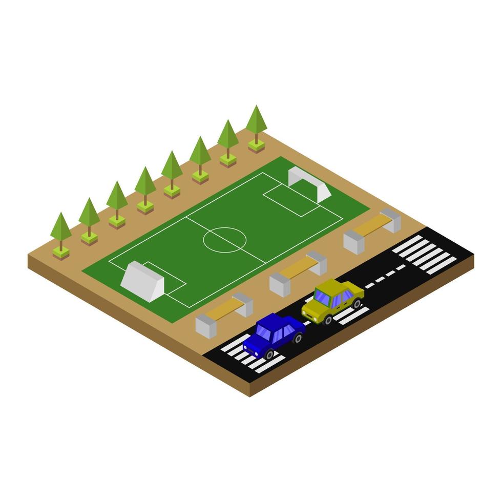 campo de fútbol isométrico en el fondo vector