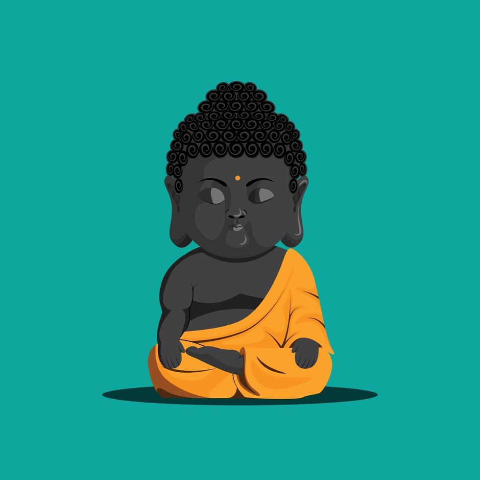 meditando bebé monje feliz día vesak vector