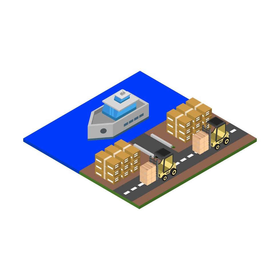 Isometric Harbor On Background vector