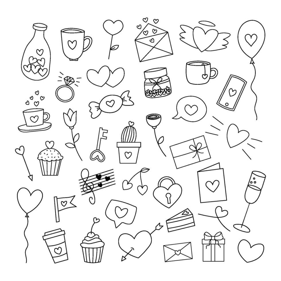 Set of Valentines Day Flat Vector Icons