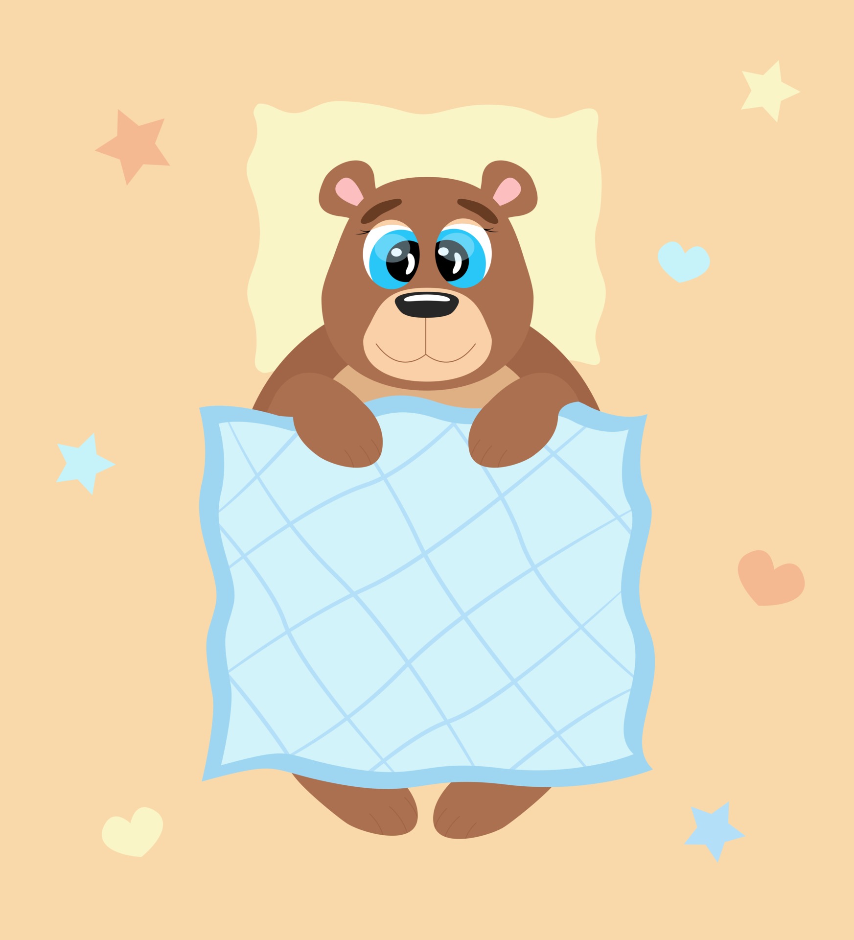 Cartoon Bear character under the blanket Cute animal is going to sleep  Poster for baby room nursery Vector illustration for kids 2437043 Vector  Art at Vecteezy