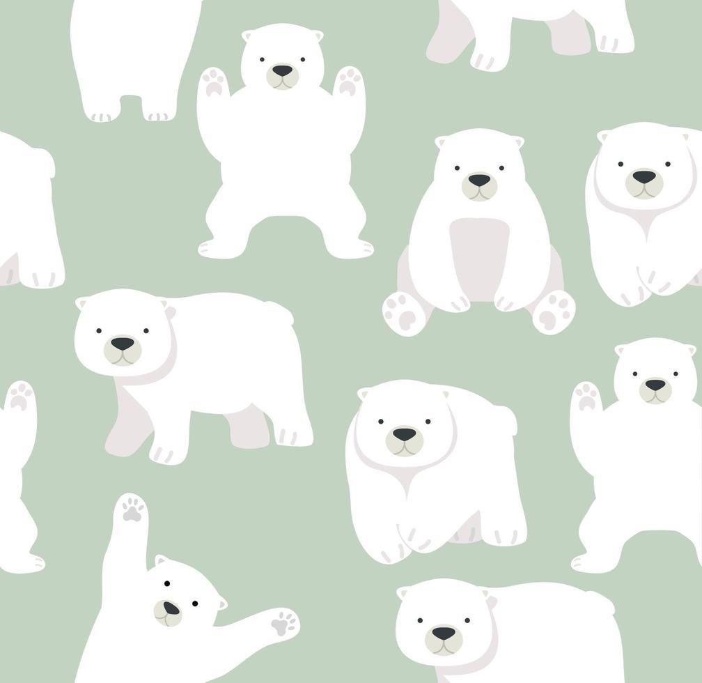 Cute Polar bear funny seamless pattern vector