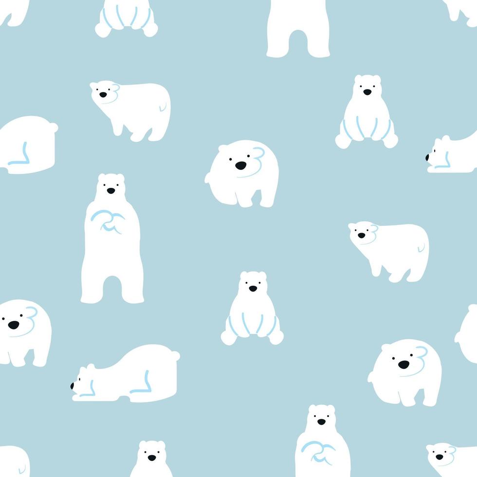 cute polar bears seamless pattern vector