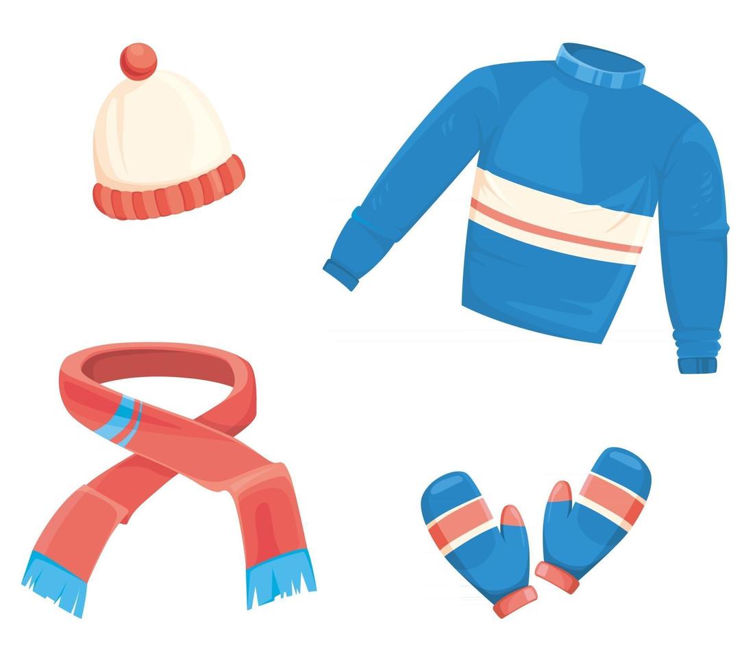 Set of winter clothes vector