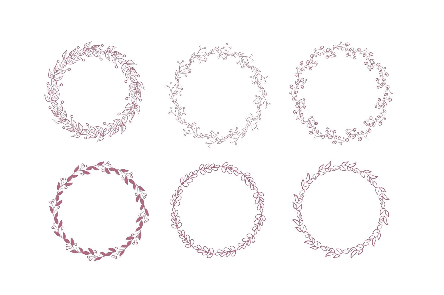 Collection of Rustic Floral Frame Elements. Set of Vector Violet and Pink Wreath, Soft Pastel Color Bouquet, Greeting Card, Winter Flower Decoration