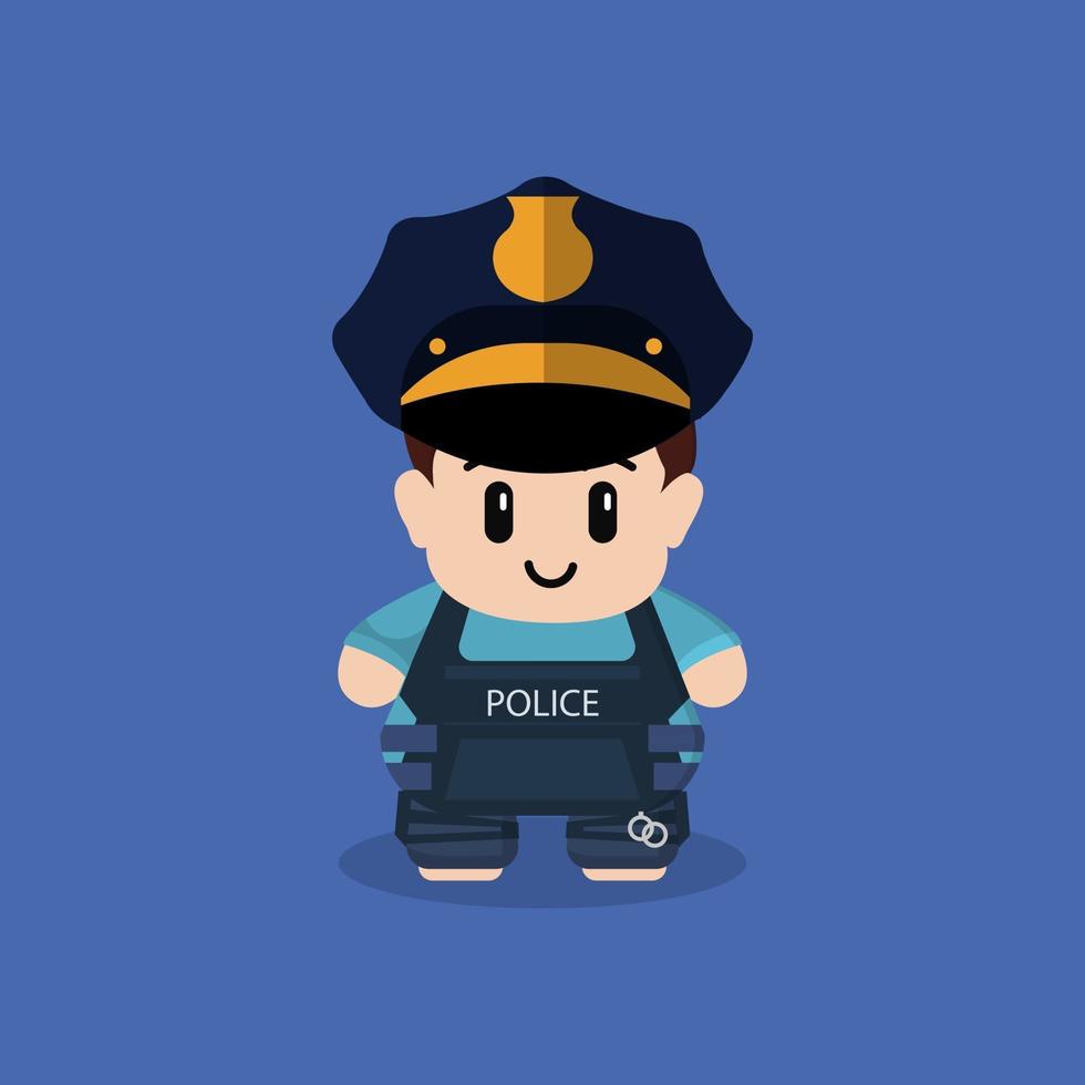 Diseño de personaje de policía chico lindo aislado en azul vector