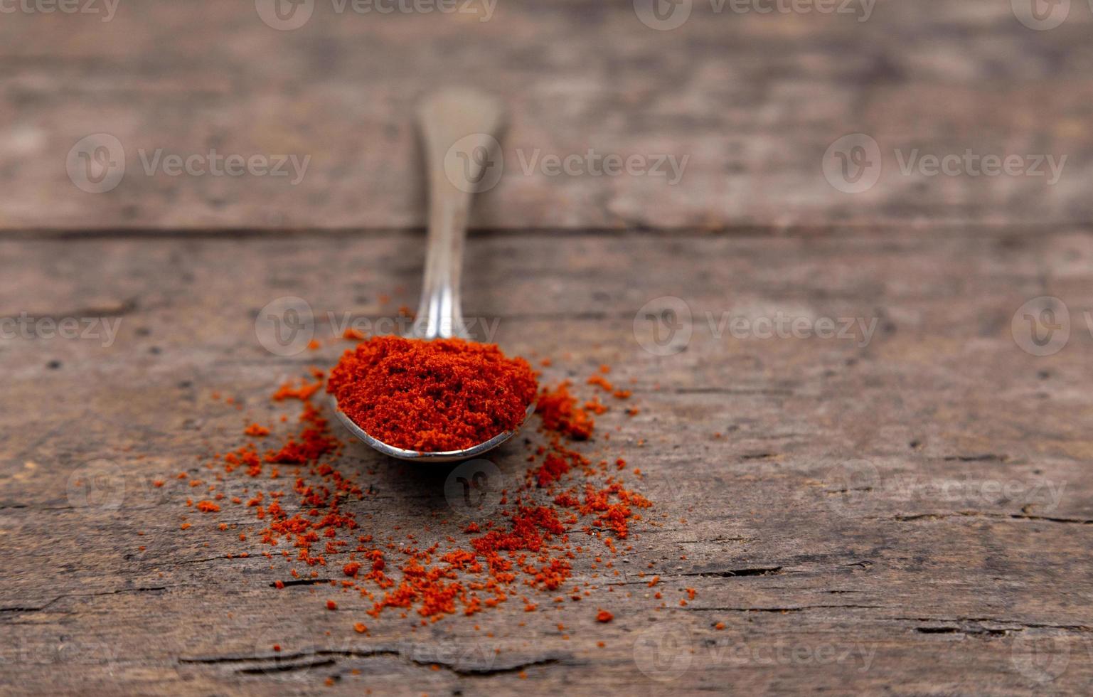Bright spices over wooden background photo