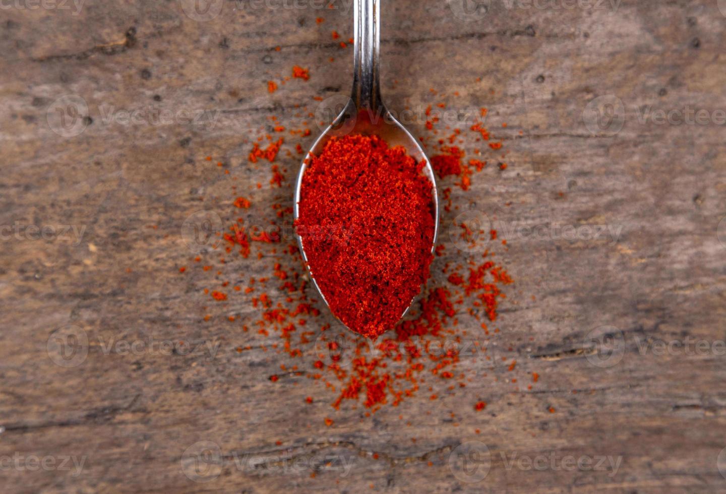 Bright spices over wooden background photo